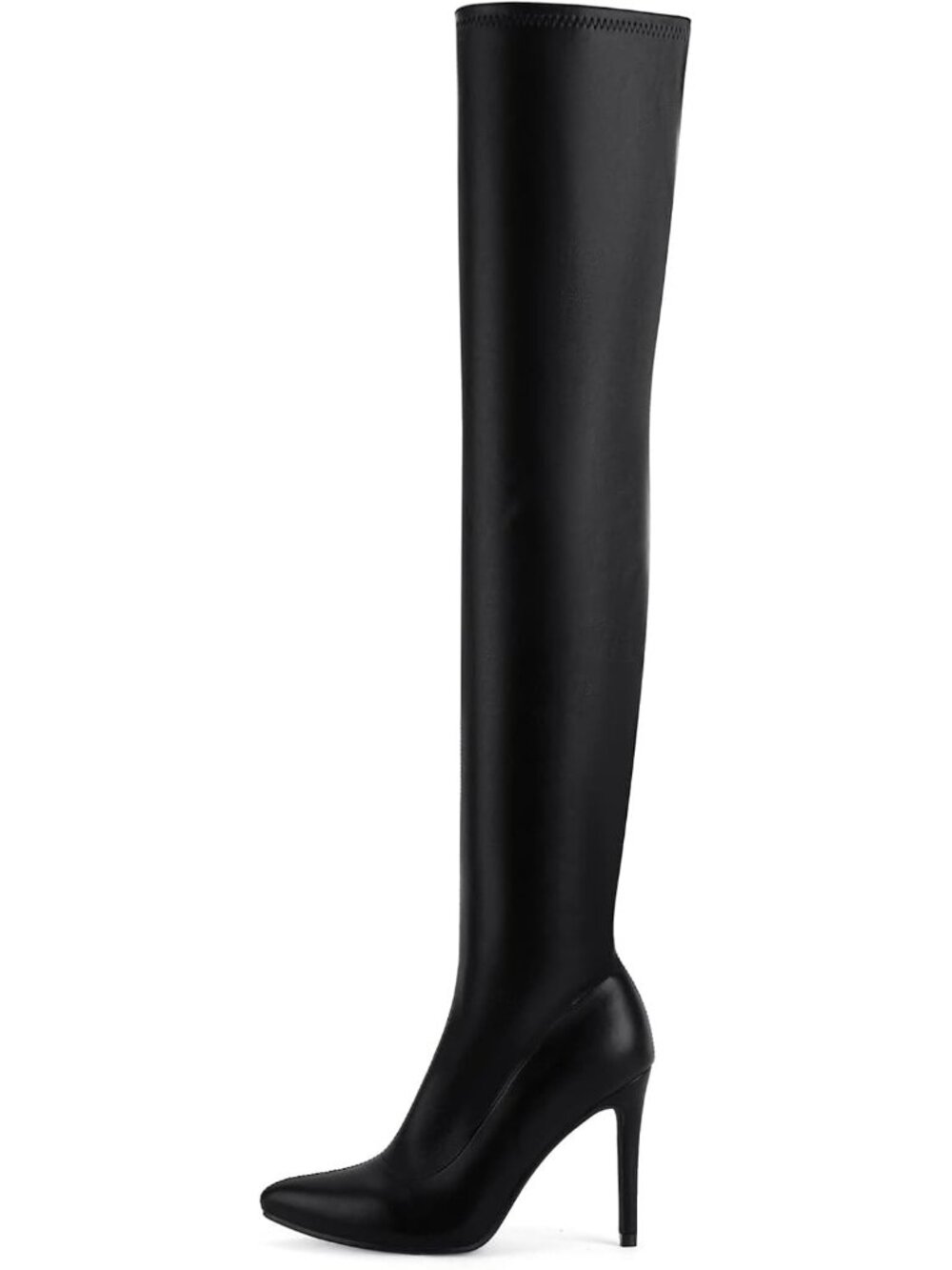 Women's Black Stiletto Heel Side Zipper Over The Knee Pointed Toe Elegant Boots